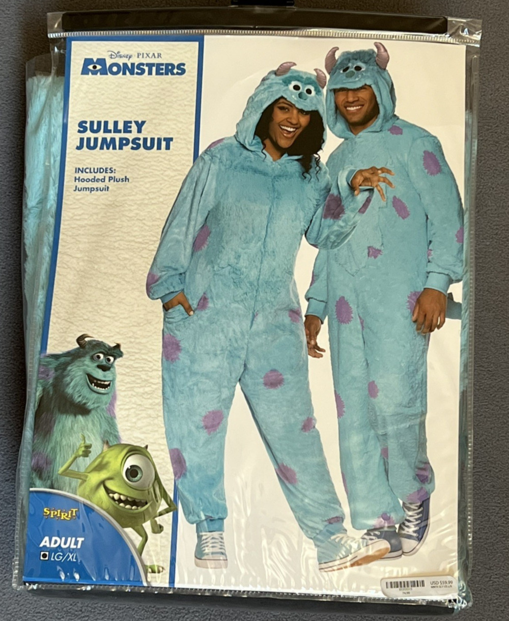 Disney Pixar Monsters Inc Sulley Adult LG XL Jumpsuit Spirit Halloween Costume